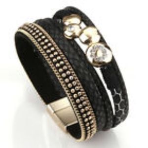 NWT Boho Animal Print Leather Wrap Bracelet